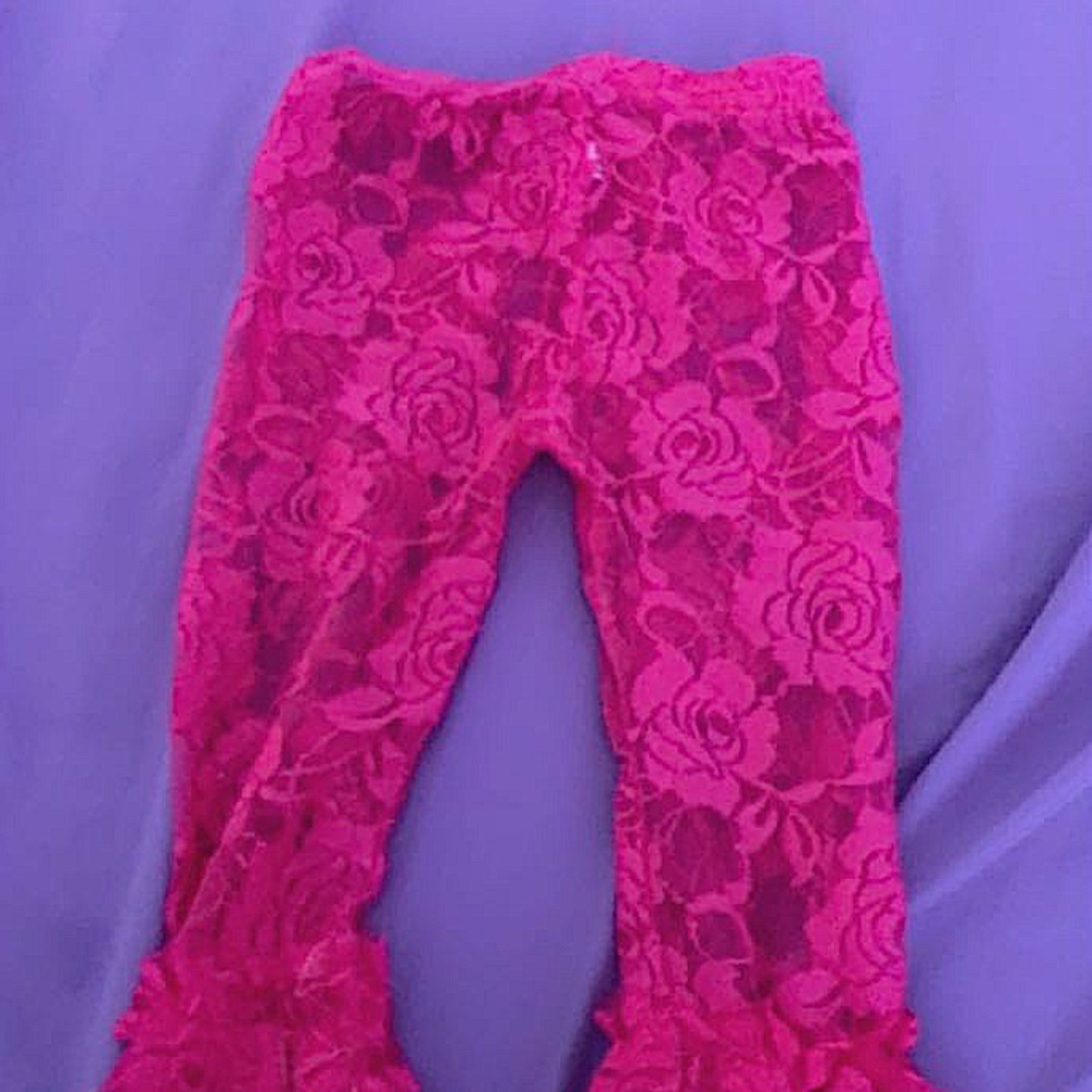 pink rose pants fluffy cuffs for babies